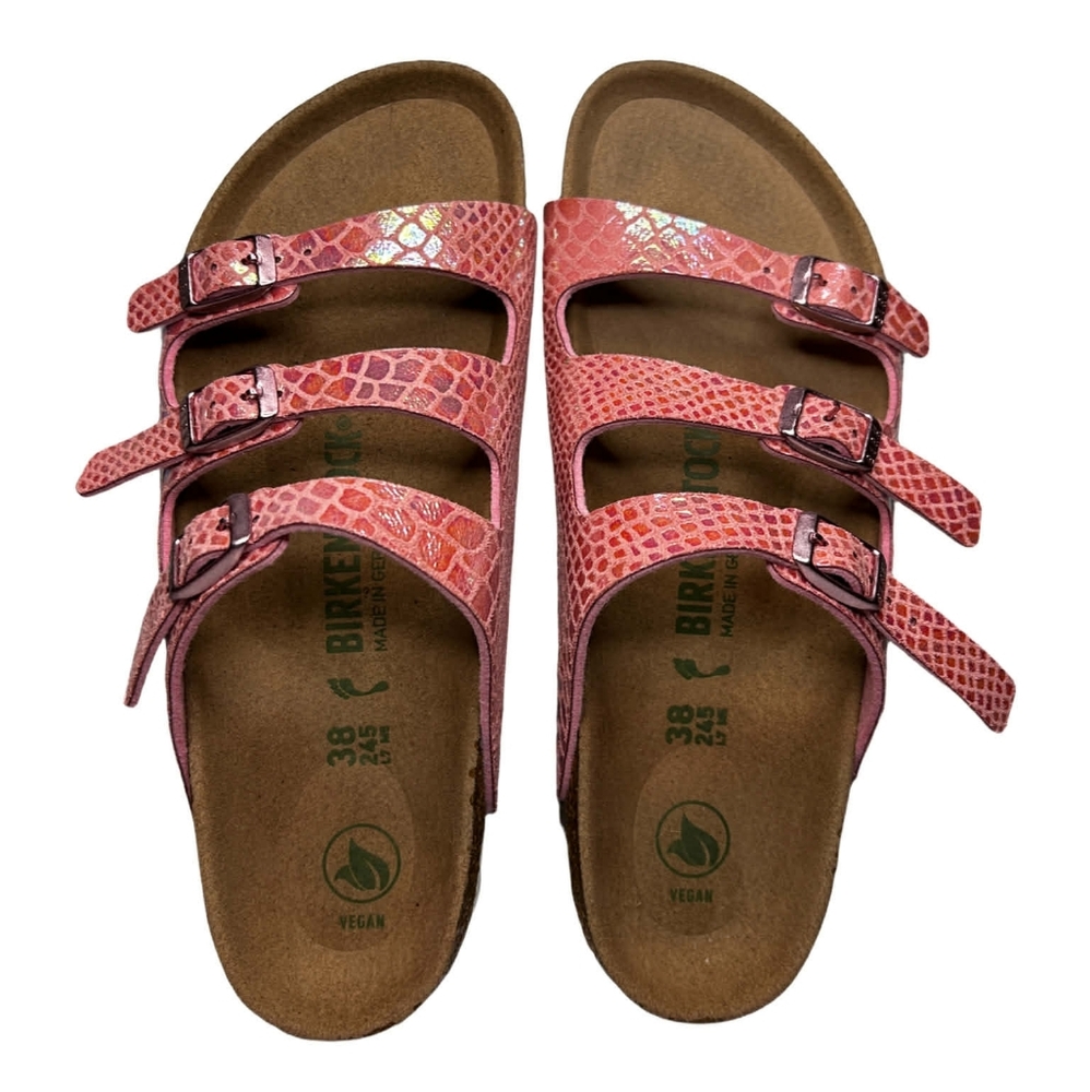 Birkenstock Croc-Embossed Pink Sandals